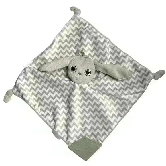 BooginHead Bunny Lovey and Teether Gray Chevron Stripe - Picture 1 of 7